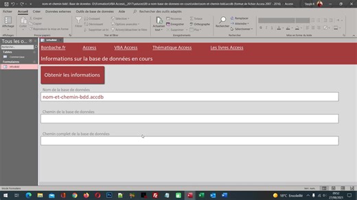 Désigner le projet et la base de données en cours en VBA Access  Pas à pas détaillé : https://www.bonbache.fr/nom-et-chemin-de-la-base-de-donnees-access-en-vba-874.html #AstucesExcel #VbaExcel #ApprendreExcel  Le Livre VBA Access : https://www.bonbache.fr/livres-access-pdf.php#livre-vba-access  Le Livre des astuces VBA Access : https://www.bonbache.fr/livres-access-pdf.php#livre-vba-access-ast | Formations Excel, Access et bien d'autres | Facebook