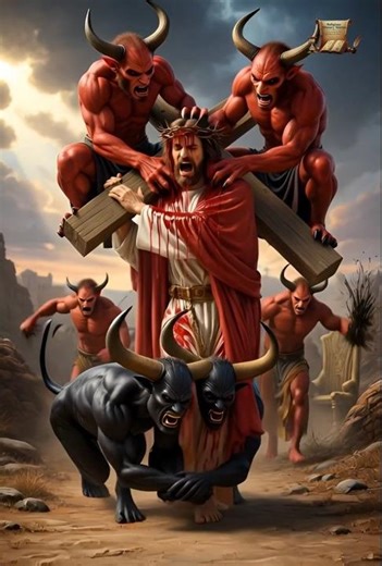 Jesus Carries the Cross Under Demonic Torment – Blood, Thorns & Divine Struggle #jesus #jesuschrist