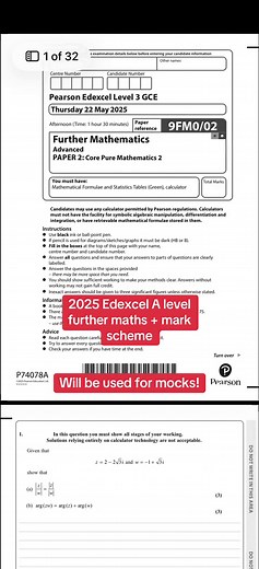 2025 A-Level Further Maths Papers and Mark Scheme