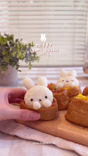 Miffy Inari Sushi 🐰🍣 Inari sushi is hands-down the easiest sushi to make at home! These sweet and savory tofu pockets are filled with sweet corn and sashimi rice. Plus, they're stuffed with Miffy herself! It's a tasty treat you won't want to miss. Miffy Inari Sushi Recipe 👉🏻 https://mayskawaiikitchen.com/miffy-inari-sushi/ Find more fun recipes and cute kitchen tools on my website! Link in bio✨ #inarisushi #inari #yubuchobap #yubuchobab #tofupockets #miffy #miffyandfriends #midffyfood