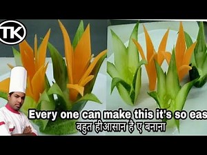 Carrot And Cucumber Flower Garnish Techniques It's So Easy And Amazing bye Khan Chef Kitchen