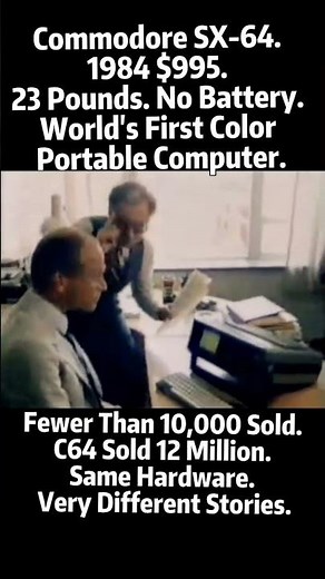 Commodore SX-64 1984 Ad - World's First Color Portable Computer Weighed 23 Pounds And Had No Battery