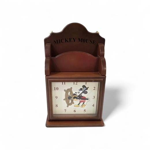 Vintage Steamboat Mickey Wall Clock With Letter & Key Holder Cabinet - Etsy
