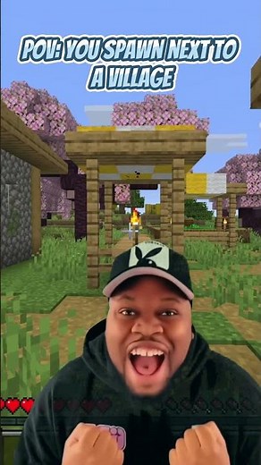When you spawn next to a village in Minecraft #trending #minecraft