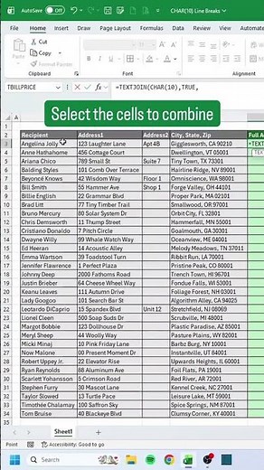 Combine a Full Row of Data Into One Cell On Separate Lines in Excel ‼️