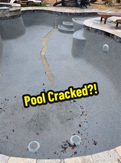 This pool cracked in half! This is how we fix it! #concrete #poolside #repair