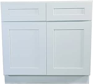 Design House Brookings Shaker Unassembled Base Kitchen Cabinet B48, 48 W x 24 D x 34.5 H, Painted White, Solid Wood, Design House, 561423