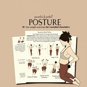 Tech Neck Exercise PDF, Dumbbell Exercises for Rounded Shoulders, Kyphosis Exercises, How to Fix Poor Posture, Female Rounded Shoulders - Etsy