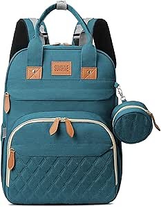 JSTPRO Diaper Bag Backpack, Large Diaper Bag with Changing Station, Baby Bag, New Mom Gifts, Lightweight Waterproof Unisex Diaper Bag with Insulated Pockets and USB Charging Port, Cyan
