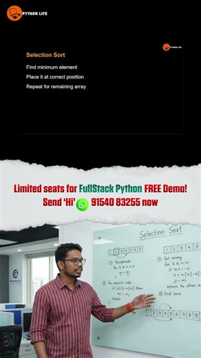 Selection Sort Algorithm for Beginners | Selection Sort in DSA | PythonLife