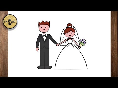 How to draw a bride and groom easy step by step
