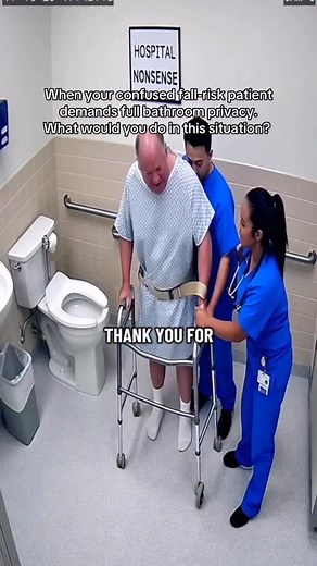 How do you handle this in your hospital when a confused patient demands privacy but isn’t safe to be left alone? . . #hospitalnonsense #nurselife #nursehumor #nursing #nurseproblems #nursecomedygold #healthcarehumor #healthcareworkers #rnlife #cna #cnalife #fallrisk #hospital #doctor #hospitallife #nursingstories #nurseprotectyourlicense #patientprivacy #explore #gaitbelt #fyp #scrubslife #nursecontent #viralnurse #nursecreator | HospitalNonsense