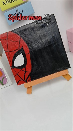 Easy Spider-Man Painting 🎨🕷️ | Mini Canvas Acrylic Art | Marvel DIY #shorts #painting #easydrawing