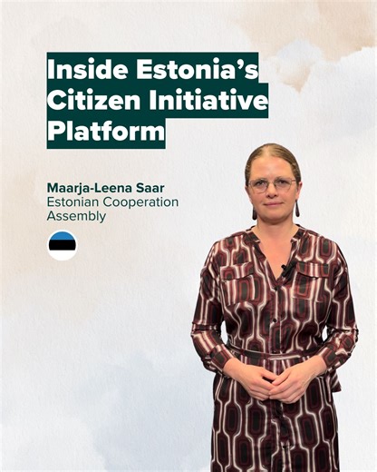 🇪🇪 How Estonia’s Citizen Initiative Platform Supports Public Participation In this insightful interview, Maarja-Leena Saar from the Estonian Cooperation Assembly explains how the platform enables citizens to propose and influence legislation, fostering greater inclusion and dialogue in Estonia’s democracy. 💡 Hear about the platform’s development, its role in engaging new groups, and the challenges of turning citizen proposals into policy. Want to learn how digital tools are shaping participat
