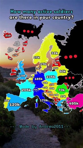 How many active soldiers are there in your country? #shorts #europe #usa #mapping #military #mapper