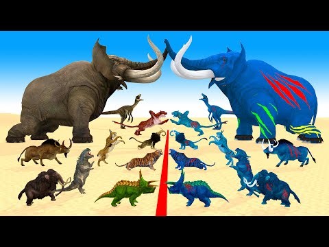 Animal Epic Battle Prehistoric Mammals VS Modern Mammals Size Super Animal Battle Simulator