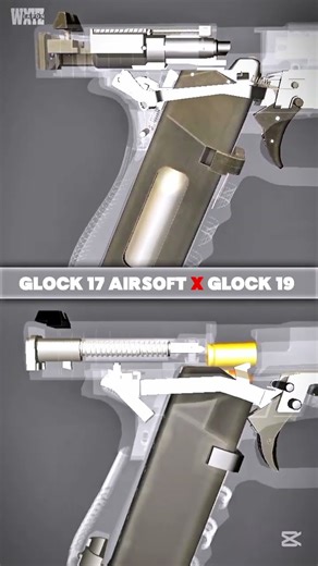 Glock 17 Airsoft vs Glock 19 😱 3d fire 🔥 working system #shorts #viral #shortsfeed