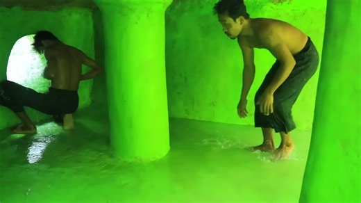 Watch these primitives struggle for 35 hours to build a tunnel pool underground