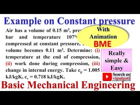 Example on Isobaric, Solved problem, problem on constant pressure #example #thermodynamics #gas #bme