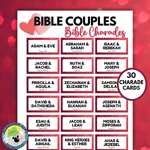 Bible Couples Charades Game, Printable Valentine's Party Game Church Youth Group Activity, Couples of the Bible Christian Bible Study Game - Etsy