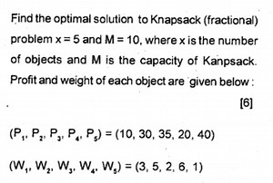 Find the optimal solution to Knapsack (fractional) problem \mat... | Filo