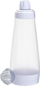 Pancake Batter Dispenser – 2-in-1 Pancake Dispenser Mixer Bottle with Stainless Steel wire whisk Ball – Pancake Maker, also used for nutritional supplements.