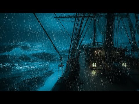 Deep Sleep and Healing with Heavy Rain, Ocean Waves, and Thunder on a Boat