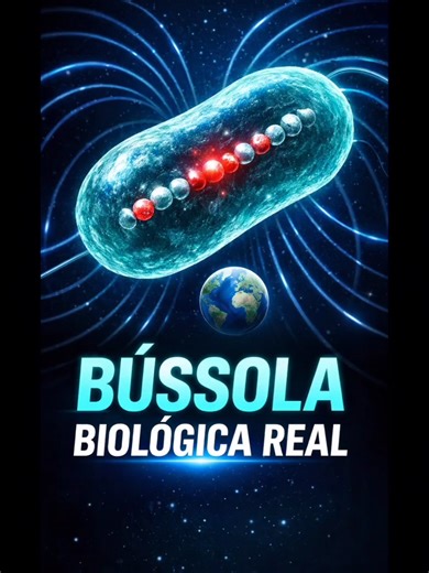 A BACTÉRIA COM BÚSSOLA INTERNA CONFIRMADA PELA FÍSICA #CiênciaNews #Nanotecnologia #Bactérias #Física #Magnetismo Biotecnologia Ciência Inovação Imagine uma bactéria com uma bússola embutida no próprio corpo. Parece ficção científica, mas é biologia real. A espécie Magnetospirillum gryphiswaldense possui no interior da célula uma cadeia de nanopartículas magnéticas chamadas magnetossomos. Elas funcionam como um ímã biológico, permitindo que a bactéria se alinhe ao campo magnético da Terra. Em am