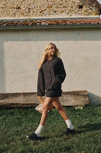 Quilted Pattern Jacket Black