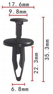 [Hot Item] 35.3mm Black Auto Nylon Plastic Molding Clips Fasteners for Car