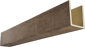 Ekena Millwork 5 1/2"W x 5 1/2"H x 96"L 3-Sided (U-Beam) Rustic Sawn HeritageTimber Faux Wood Ceiling Beam, Kona Brown