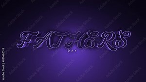 A vibrant purple text with glowing letters spells Fathers Day in a stylized font on a dark purple gradient background, creating a visually striking image