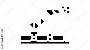 Peat Fuel Production glyph icon animation. Thermal Power Plant And Manufacturing Factory, Truck Carrying And Cassette Peat