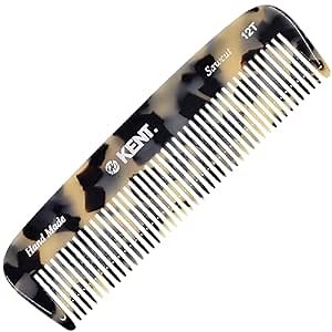 Kent 12T TW Wide Tooth Detangling Comb - Handmade Large Pocket Comb for Thick, Curly, and Wavy Hair Grooming - Saw-Cut Beard and Mustache Comb