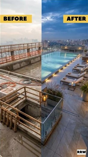 Rooftop Pool Deck Transformation #restoration #beforeandafter #shorts #satisfying