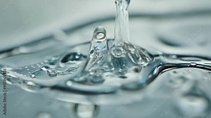 With a macro lens the camera captures the intricate patterns and shapes of water droplets forming and colliding with each other on a smooth surface.
