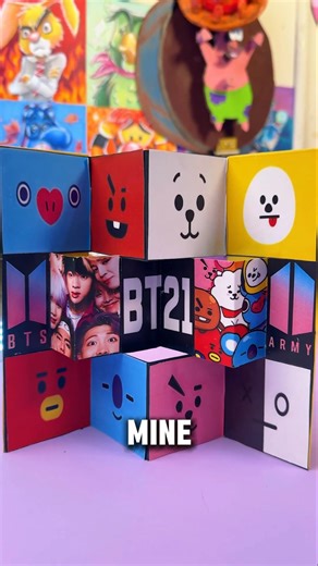 Diy Greetings Card But 🤯 with BT21 Characters! #shortscraft