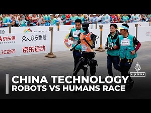 China hosts first-ever robots vs humans half-marathon in Beijing