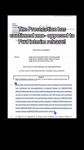 The Prosecution had confirmed Non-opposed to PRRD interim Release 💚 #prosecution #confirmed #nonopposed #PRRD #interinrelease #plslikeshareandfollow | Crage Anderpal