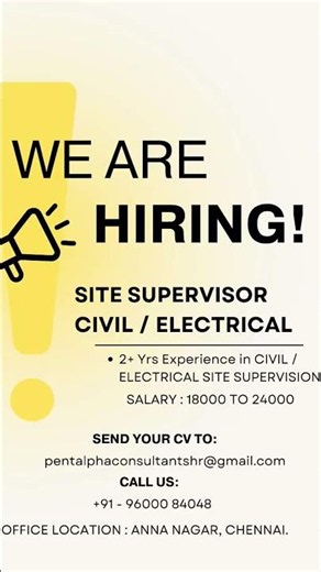 We are Hiring! Site Engineers ( Civil / Electrical)AutoCAD Draftsman (Civil /Structural)