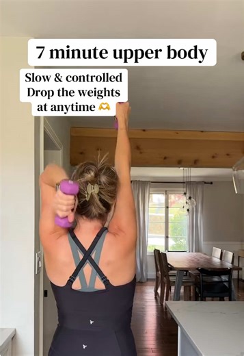 Here’s a longer one to try. You can do this without weights or with weights—I recommend a set of 2 or 3lb. This set is 7 minutes of high-rep, low-impact movement, focusing on burning out the muscles. If your arms are shaking and feel fatigued, that’s ok! If you feel any pain, or you are sacrificing your form to hold onto the weights, please drop the weights and just follow along with your own body weight. It’s still a great workout. Enjoy and let me know if you try it! [This content is for educa