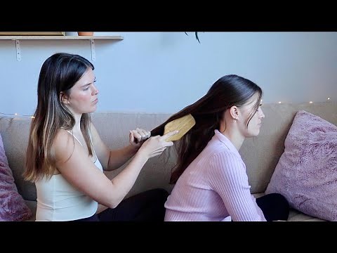 ASMR | Brushing & braiding each other's hair 👯‍♀️💕 *whisper*