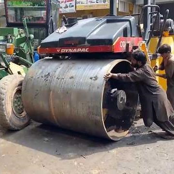 Repair Crooked Road Roller with limited tools #repairing #roadroller #shorts