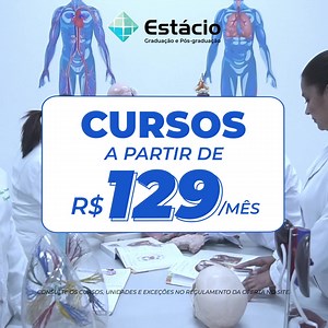 Aproveite a oportunidade e faça sua graduação na melhor faculdade do Brasil. A Estácio já formou de 1 milhão de alunos, e você pode ser o próximo 🌟 Experiência Estácio: Atividades práticas em laboratórios com tecnologia de ponta. Não perca: cursos a partir de R$129/mês! A faculdade que entende sua rotina e cabe no seu bolso✍ Consulte disponibilidade e regulamento no site. | Estácio