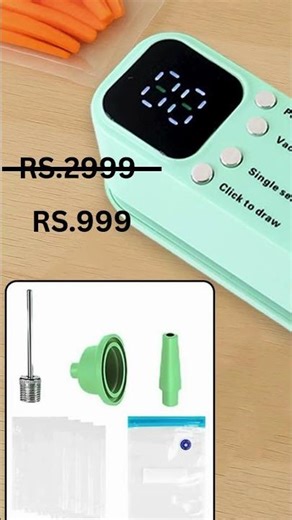 Rechargeable Vacuum Sealer Digital Display | Food Storage Machine + 6 Reusable Bags #kitchen