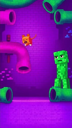 Minecraft Cat vs. Creeper 🐱💥 OC 2D Lab #animation #funnyanimation #animationmeme