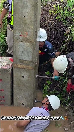 Concrete Anchor Bolt Installation Process 🔩🏗️ #Construction #Engineering #Concrete