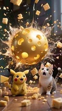 Real Cat vs Pikachu ⚡ Who Wins the Cheese Battle? 😂🐱🧀 #youtubeshorts #shorts #catlovers