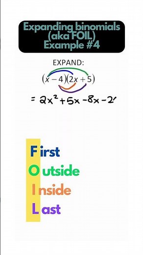 Expanding Two Binomials using FOIL, example 4 #maths #shorts #foil #binomials