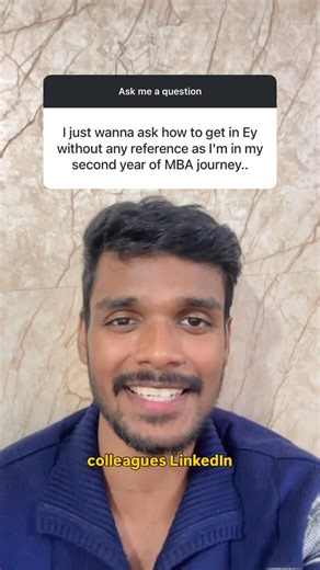 Suraj Kumar on Instagram: "Getting into Big 4 without a referral is possible — but a referral always helps 🚀 Apply through the career page, Naukri, and LinkedIn, and build connections that can refer you in. 👉 Follow me and comment “referral” — I will share my EY colleagues LinkedIn who can help you to get referral- only followers will receive the auto DM with referral links 🤝 #EY #Big4 #MBA #MBAStudents #FinanceCareers"